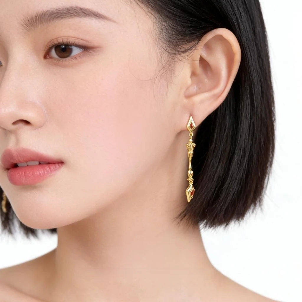 Luxury Iris Flower Long Tassel Drop Earrings Micro Pave Zircon Copper