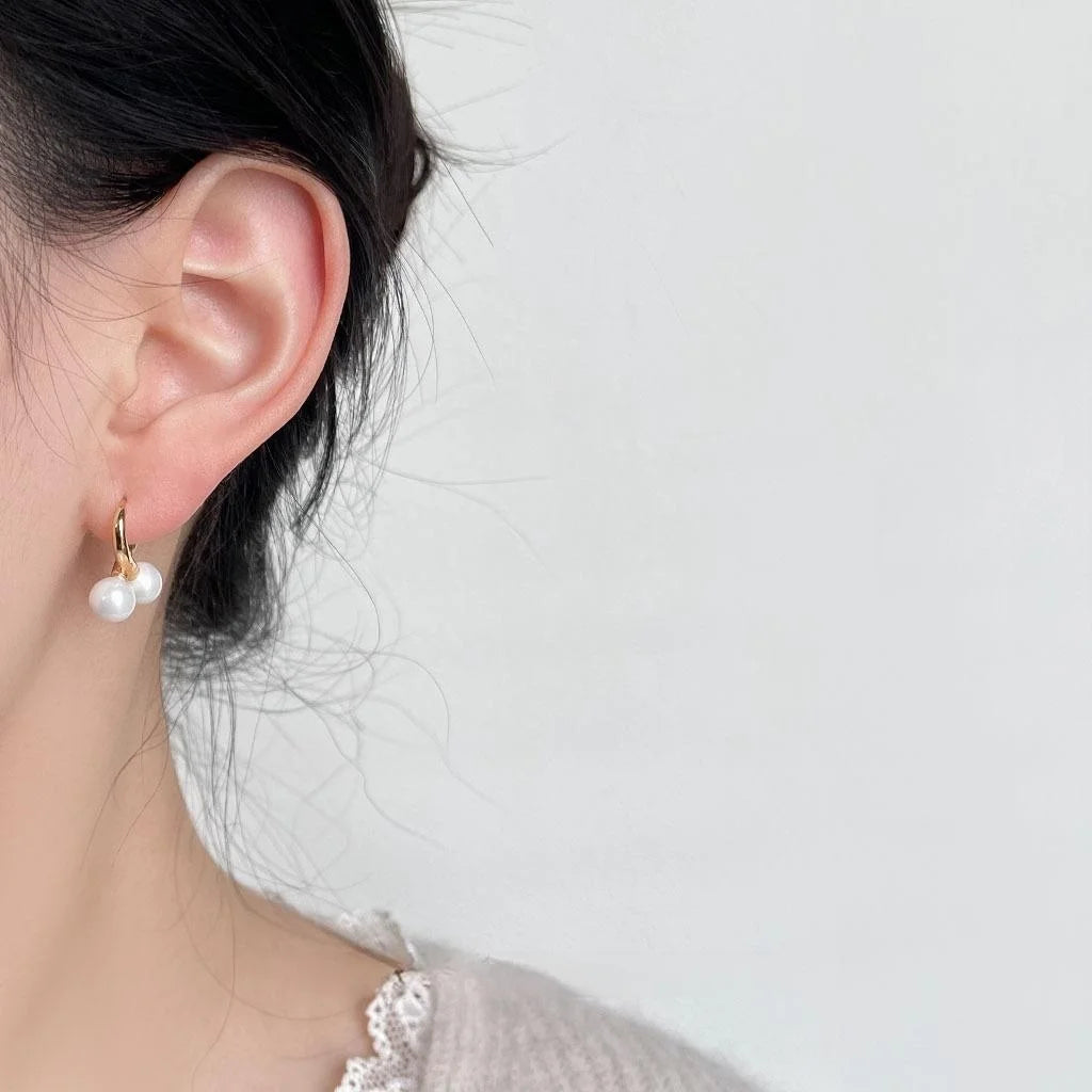 French Vintage Cross Rope Knot Pearl Stud Earrings Copper Geometric Round Commuter Jewelry