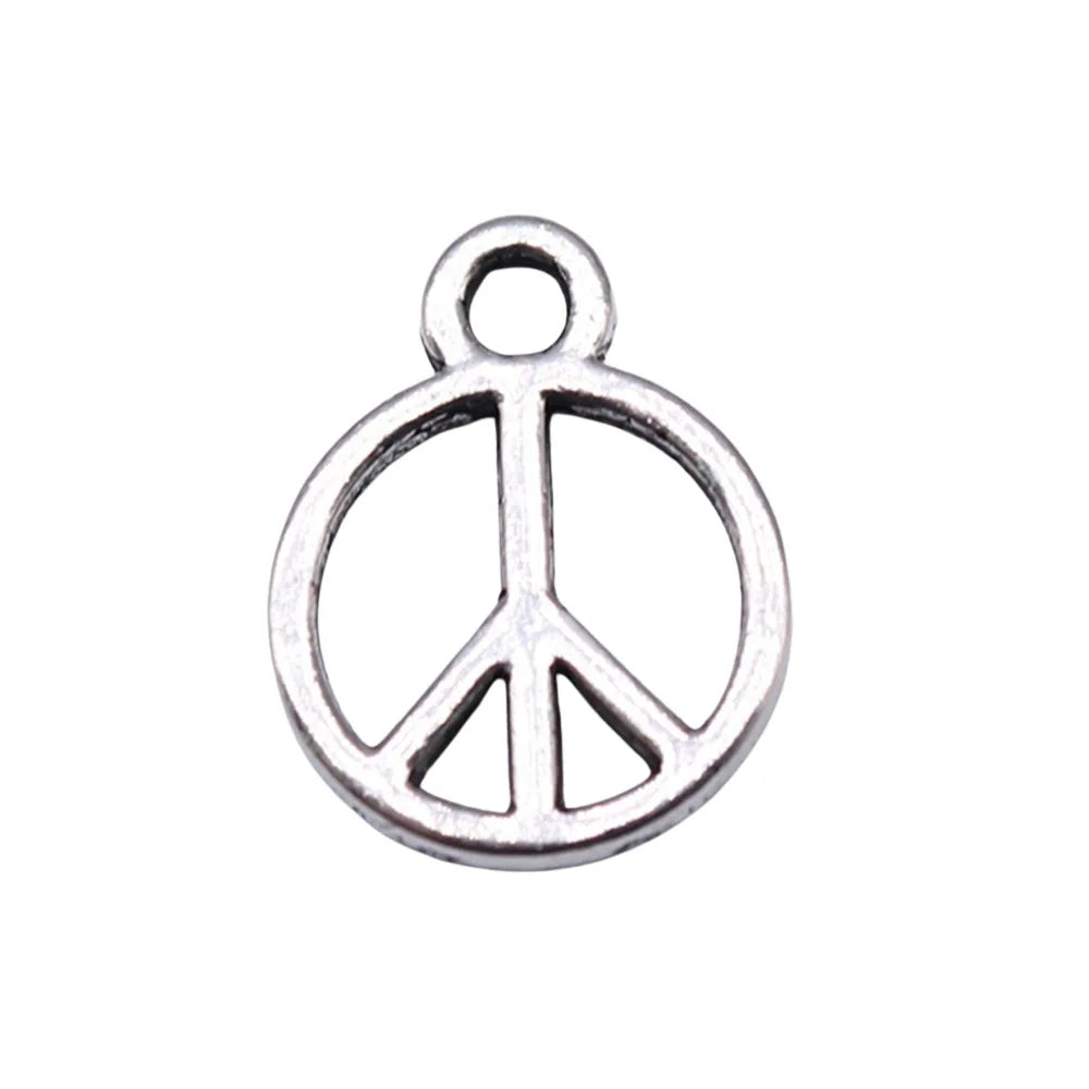 13x10mm 0.4g Antique Silver Zinc Alloy Peace Symbol Charm Pendant for DIY Necklace Bracelet Making