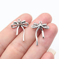 24x18mm 1.4g Antique Silver Zinc Alloy Bow Butterfly Charm Pendant for Necklace Bracelet Jewelry Making