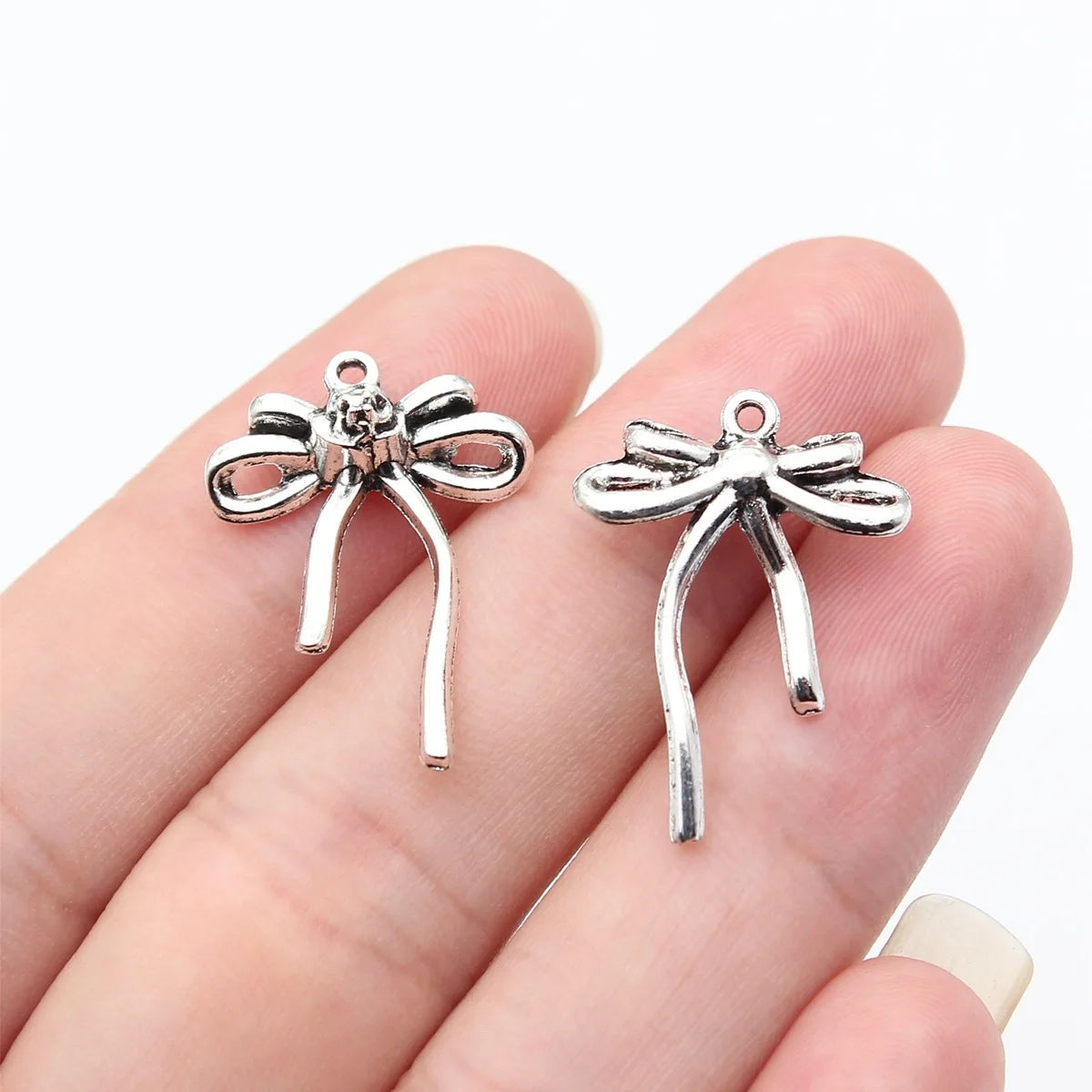 24x18mm 1.4g Antique Silver Zinc Alloy Bow Butterfly Charm Pendant for Necklace Bracelet Jewelry Making