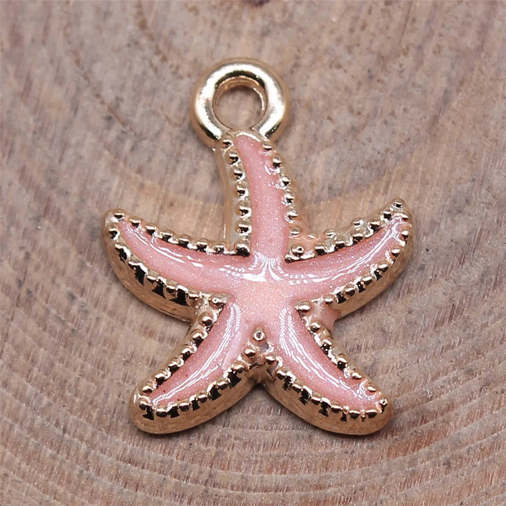 18x15mm 1.2g Multicolor Zinc Alloy Starfish Charm Pendant for DIY Jewelry and Clothing Accessories