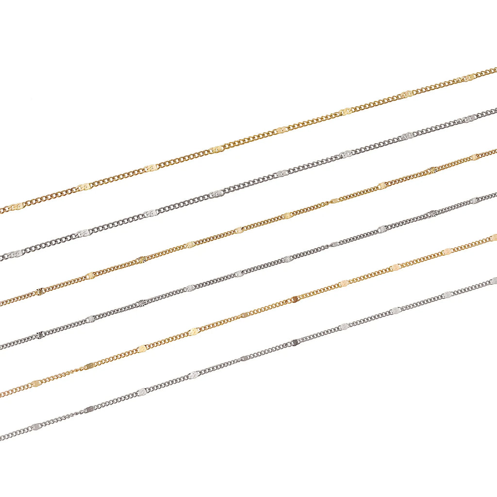 Vacuum Plated Stainless Steel Flattened Cable Chain for DIY Necklace Sweater Chain Jewelry