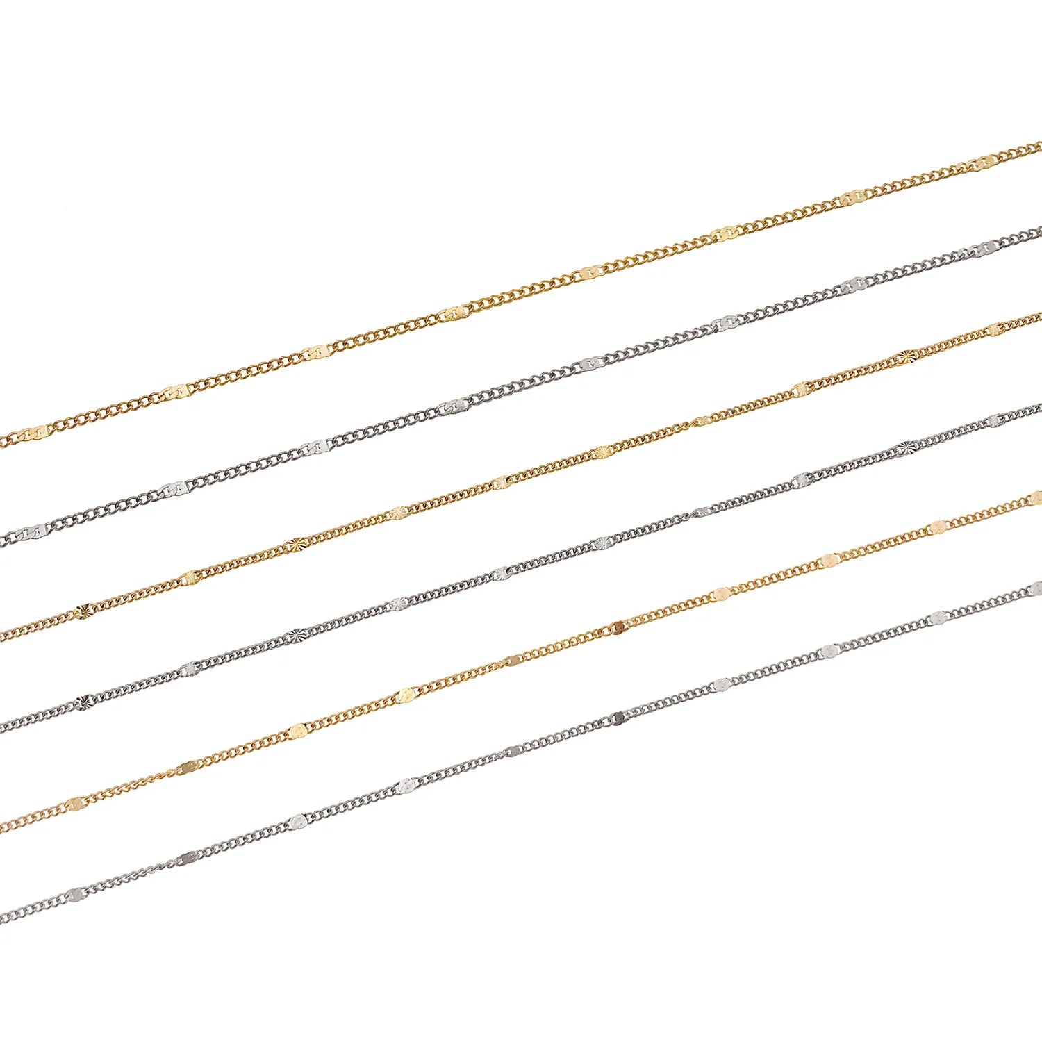 Vacuum Plated Stainless Steel Flattened Cable Chain for DIY Necklace Sweater Chain Jewelry