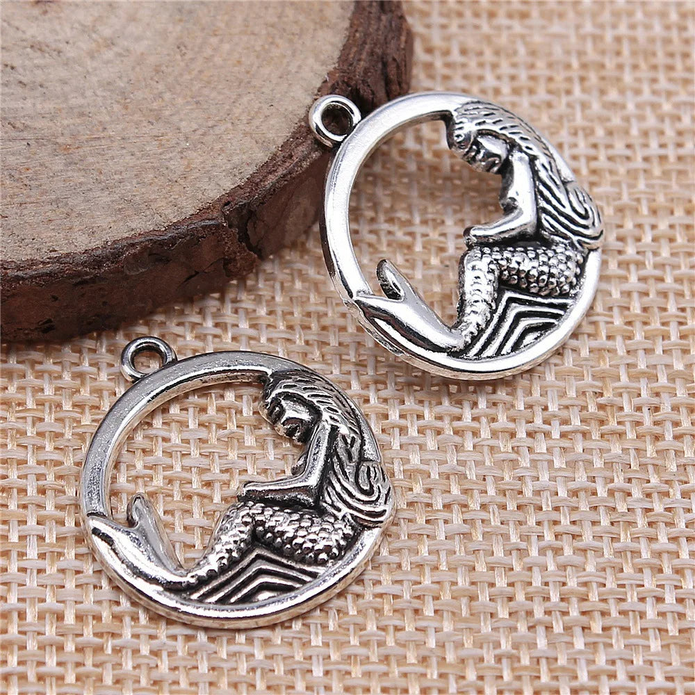 23mm 2.3g Multicolor Zinc Alloy Mermaid Charm Pendant for Ocean Theme Necklace Bracelet Making