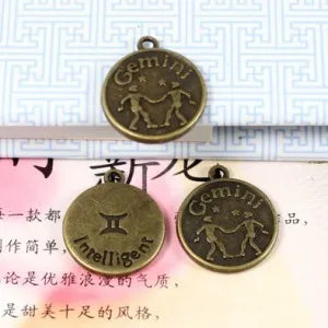 18MM Antique Silver Zinc Alloy Gemini Charm Pendant for DIY Necklace Bracelet Jewelry Making