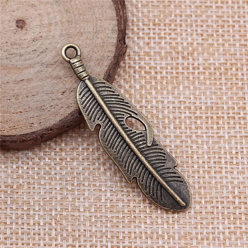 49x13mm 3.1g Multicolor Zinc Alloy Feather Charm Pendant for DIY Necklace Bracelet Jewelry Making