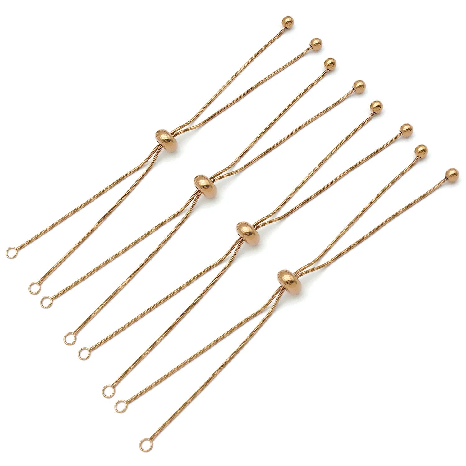 Gold Tone Silicone O Link Sliding Bracelet Adjuster Chain for DIY Bracelet Jewelry Making