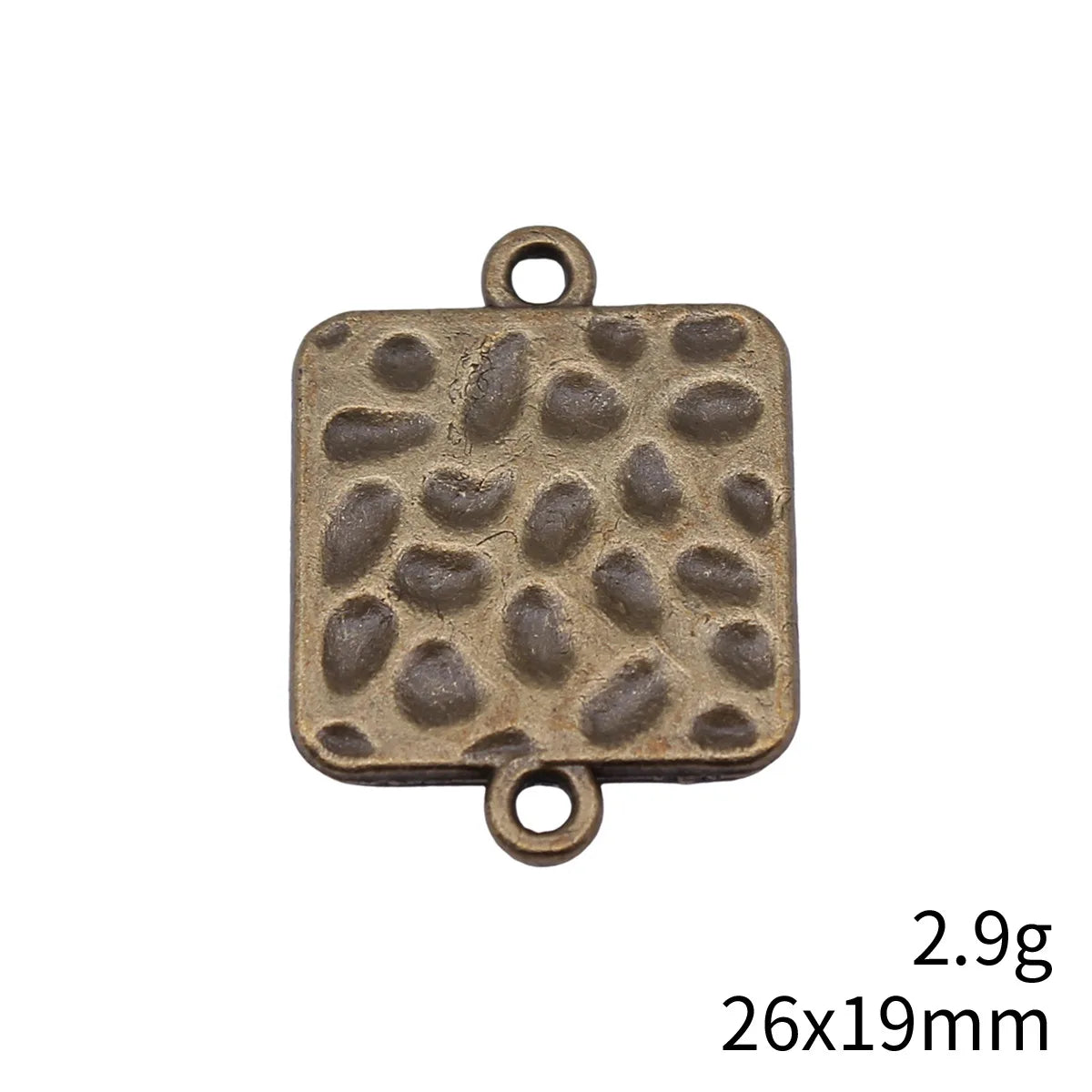 26x19mm 2.9g Antique Bronze Zinc Alloy Hammered Square Connector Charm for DIY Bracelet Jewelry