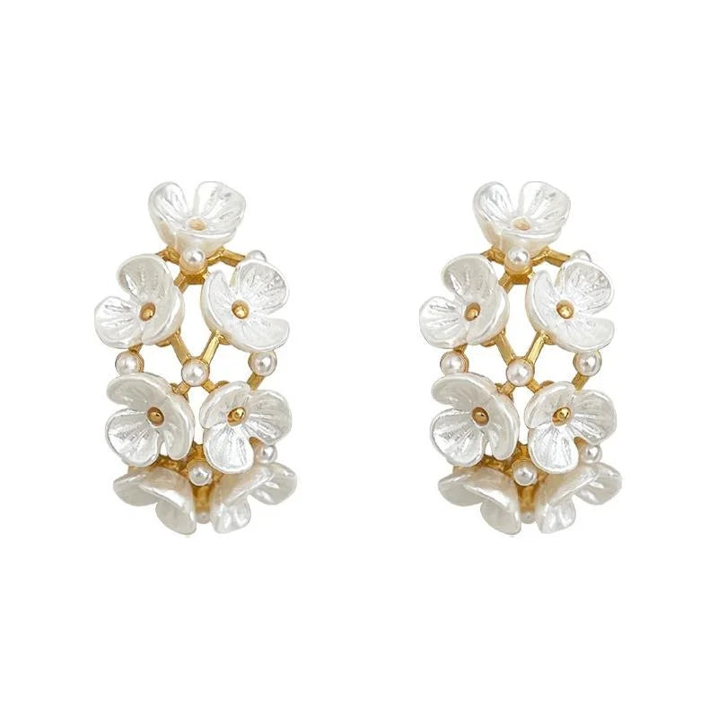 14K Plated Copper Floral Petal Drop Earrings Sweet Summer Style
