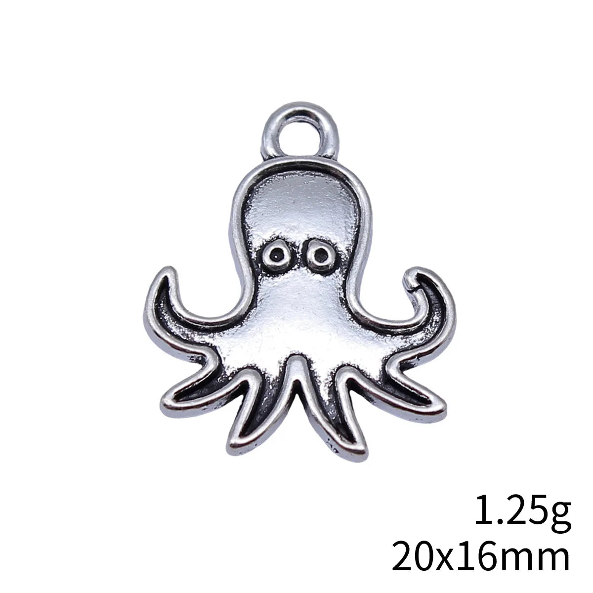 20x16mm 1.25g Antique Silver Zinc Alloy Octopus Fish Charm Pendant for Necklace Bracelet DIY Jewelry