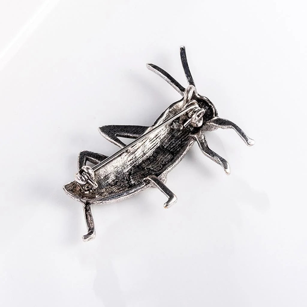 Elegant Green Enamel Rhinestone Grasshopper Brooch Alloy Insect Lapel Pin Corsage Suit Accessory Gift