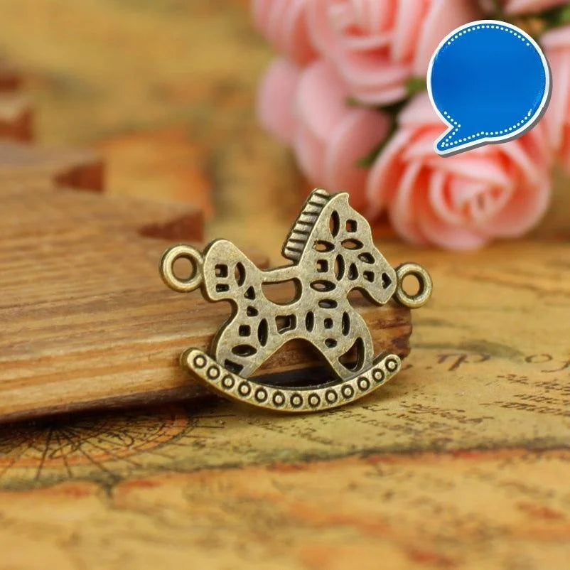 28x22MM Antique Silver Zinc Alloy Horse Hollow Double Sided Charm Pendant for DIY Necklace Bracelet Jewelry Making