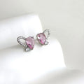 Original Design Irregular Heart Micro Pave Zircon Copper Stud Earrings