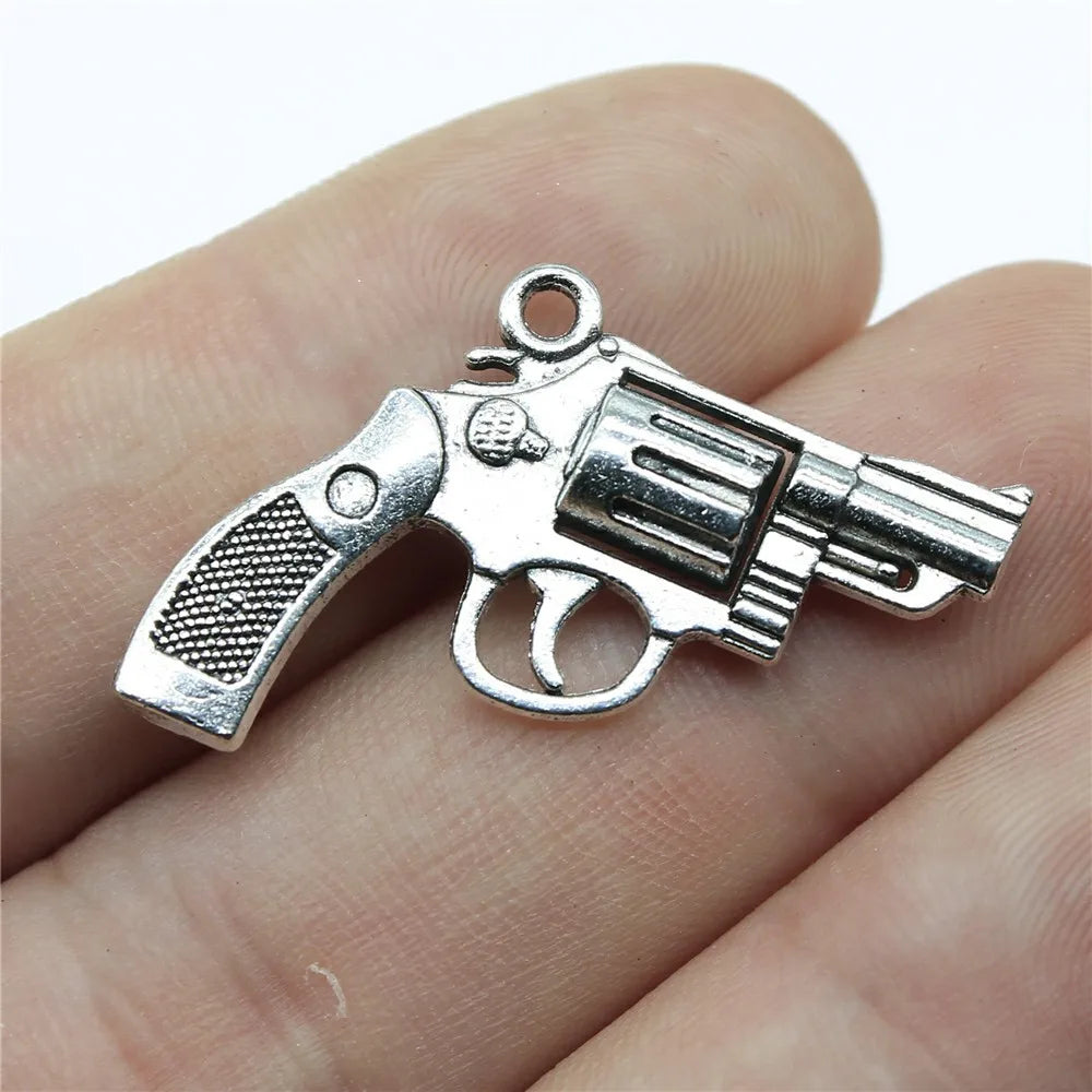 29x22mm 3.7g Multicolor Zinc Alloy Pistol Charm Pendant for DIY Bracelet Necklace Jewelry Making