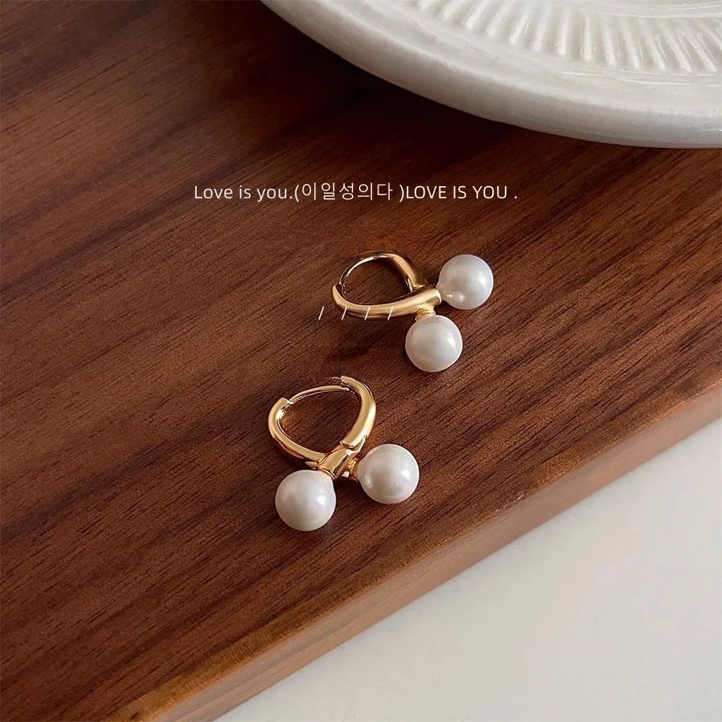 French Vintage Cross Rope Knot Pearl Stud Earrings Copper Geometric Round Commuter Jewelry