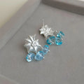 Aquamarine Blue Ocean Conch Shell Glass Crystal Drop Earrings Copper Silver Plated Fresh Designer Jewelry