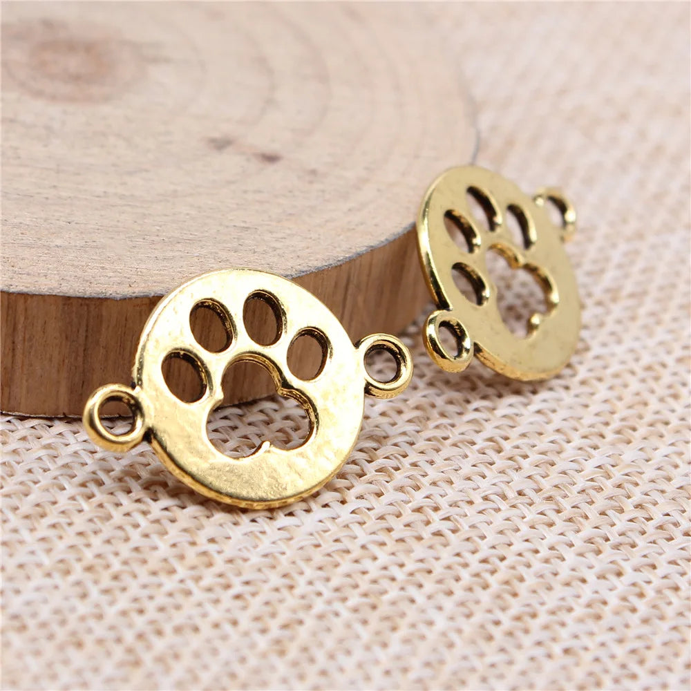 24x16mm 1.5g Multicolor Zinc Alloy Dog Paw connector charm for bracelet necklace DIY jewelry making