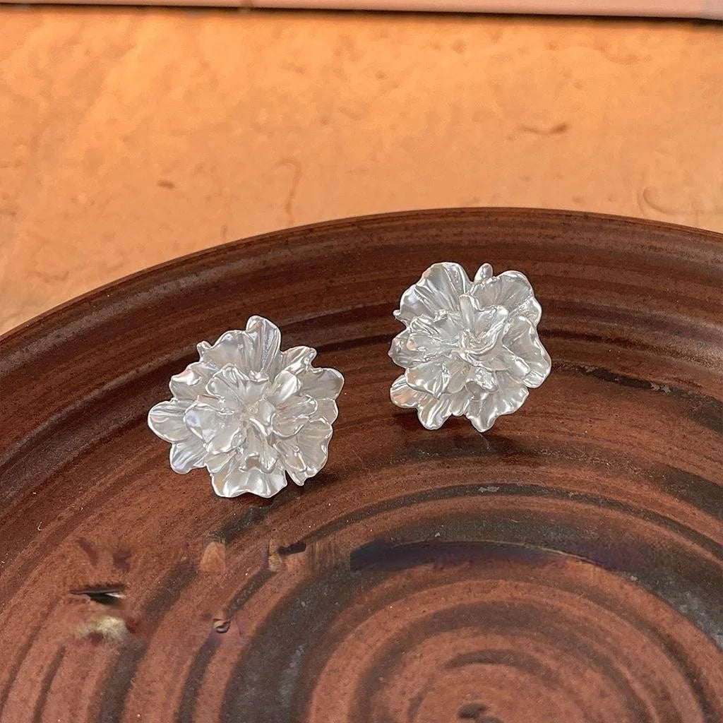 High Quality Resin 3D Flower Stud Earrings With Silver Plated Pins Forest Style Jewelry