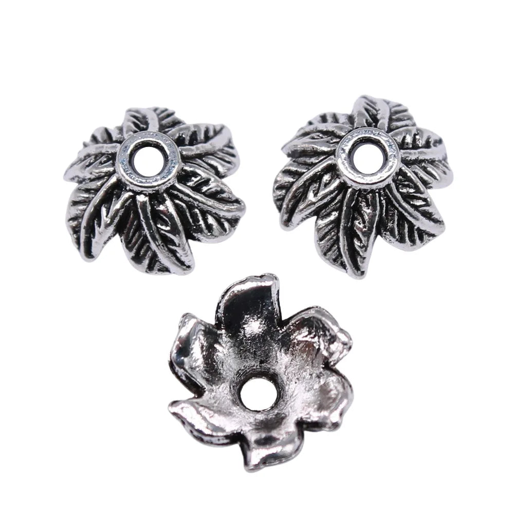 11x5mm 0.8g Antique Silver Zinc Alloy Leaf Bead Cap Pendant Charm for DIY Jewelry Making