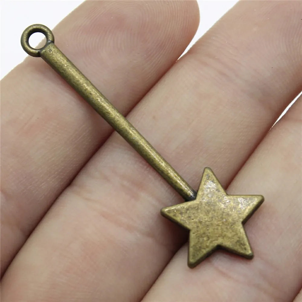 48mm 1.8g Multicolor Zinc Alloy Fairy Wand Magic Wand Charm Pendant for DIY Necklace Earring Jewelry