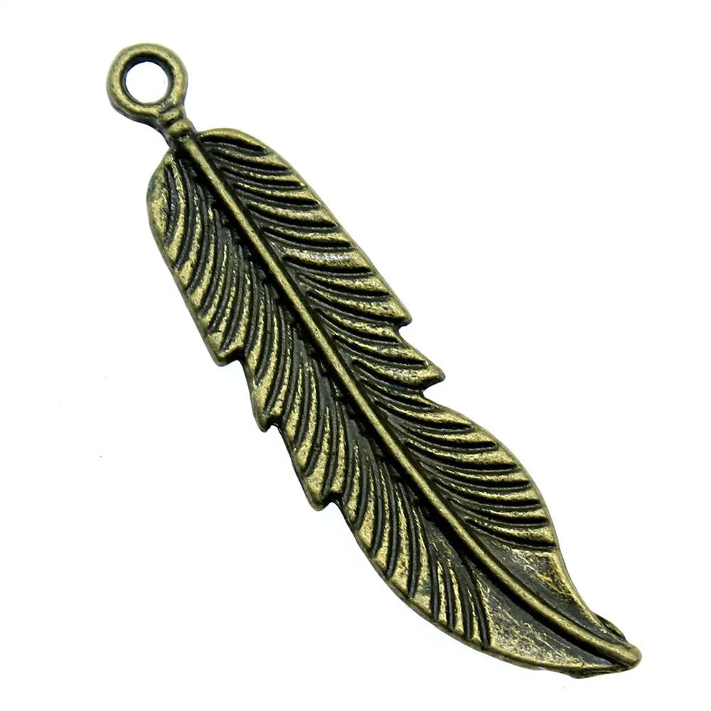 45mm 2.9g Multicolor Zinc Alloy Feather Charm Pendant for DIY Necklace Earring Jewelry Making
