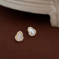 Light Luxury Micro Pave Zircon Real Shell Gourd Stud Earrings, Copper Silver Plated Pin Jewelry