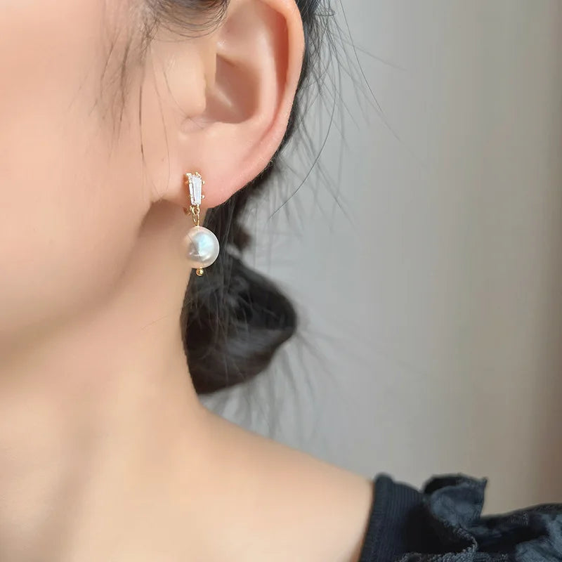 Luxury Spiral Disc Pearl Drop Zircon Alloy Stud & Clip On No Piercing Vintage Commuter Earrings