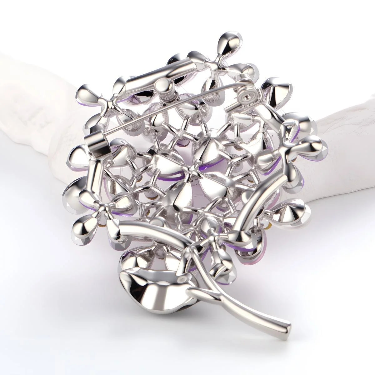 Elegant Purple Wisteria Flower Rhinestone Brooch, Crystal Bouquet Lapel Pin Corsage For Coat Suit Gift