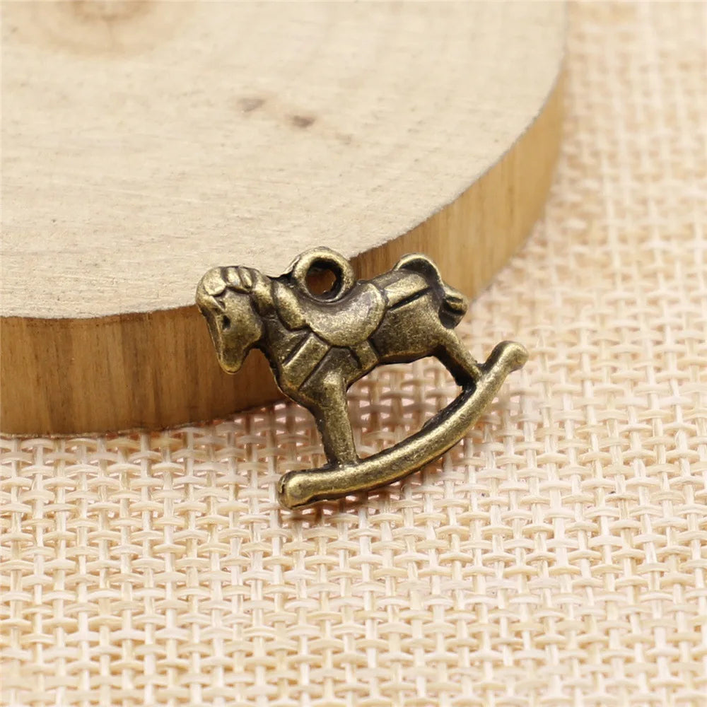 19x18mm 2.3g Multicolor Zinc Alloy Rocking Horse Charm Pendant for DIY Necklace Bracelet Jewelry Making