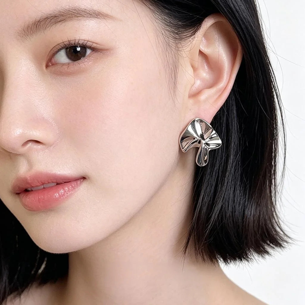 Irregular Geometric Eco Copper Stud Earrings For Women Minimalist Sweet Cool Art Style