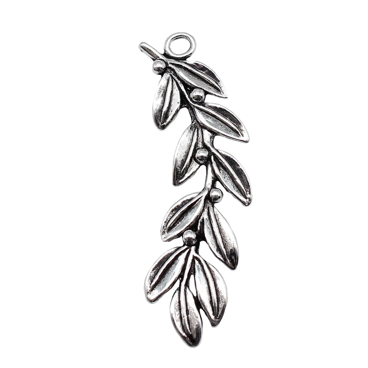 52mm 4.5g Antique Silver Zinc Alloy Olive Branch Charm Pendant for Necklace Jewelry Making