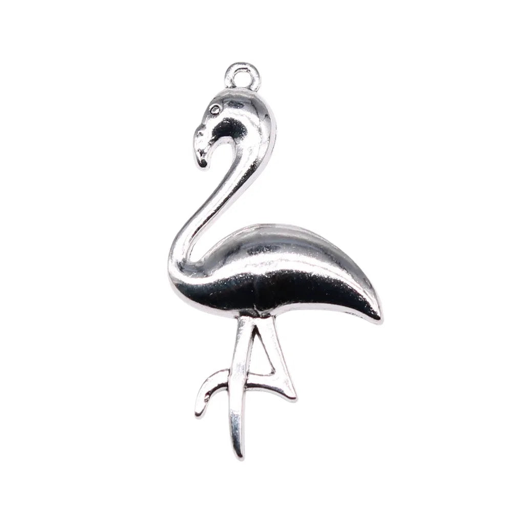 47x25mm 3.4g Multicolor Zinc Alloy Flamingo Bird Charm Pendant for DIY Necklace Bracelet Jewelry Making