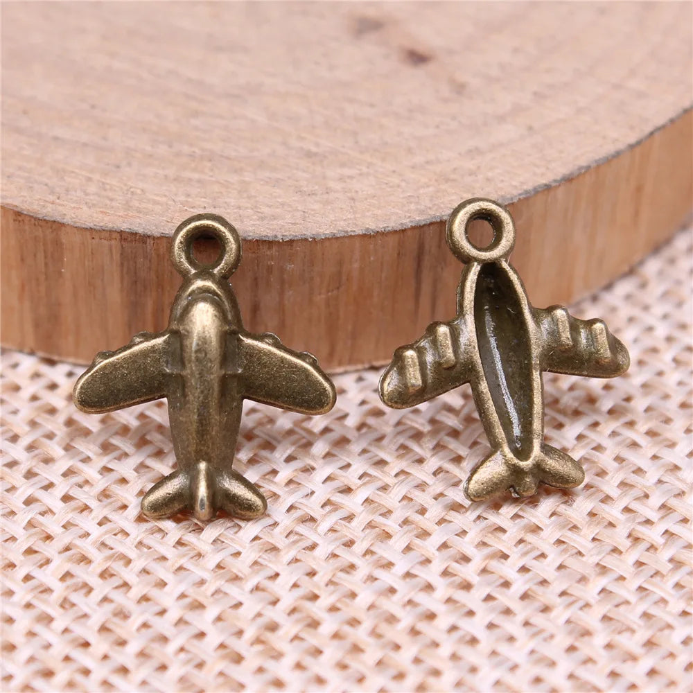 15x13mm 0.7g Multicolor Zinc Alloy Passenger Airplane Charm Pendant for DIY Travel Jewelry Making