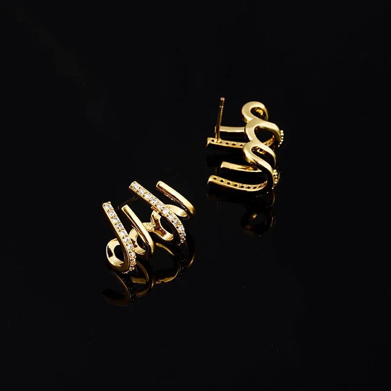 Elegant Spiral Multi Hoop Ear Cuff Alloy Rhinestone Stud & Clip On No Piercing Statement Earrings