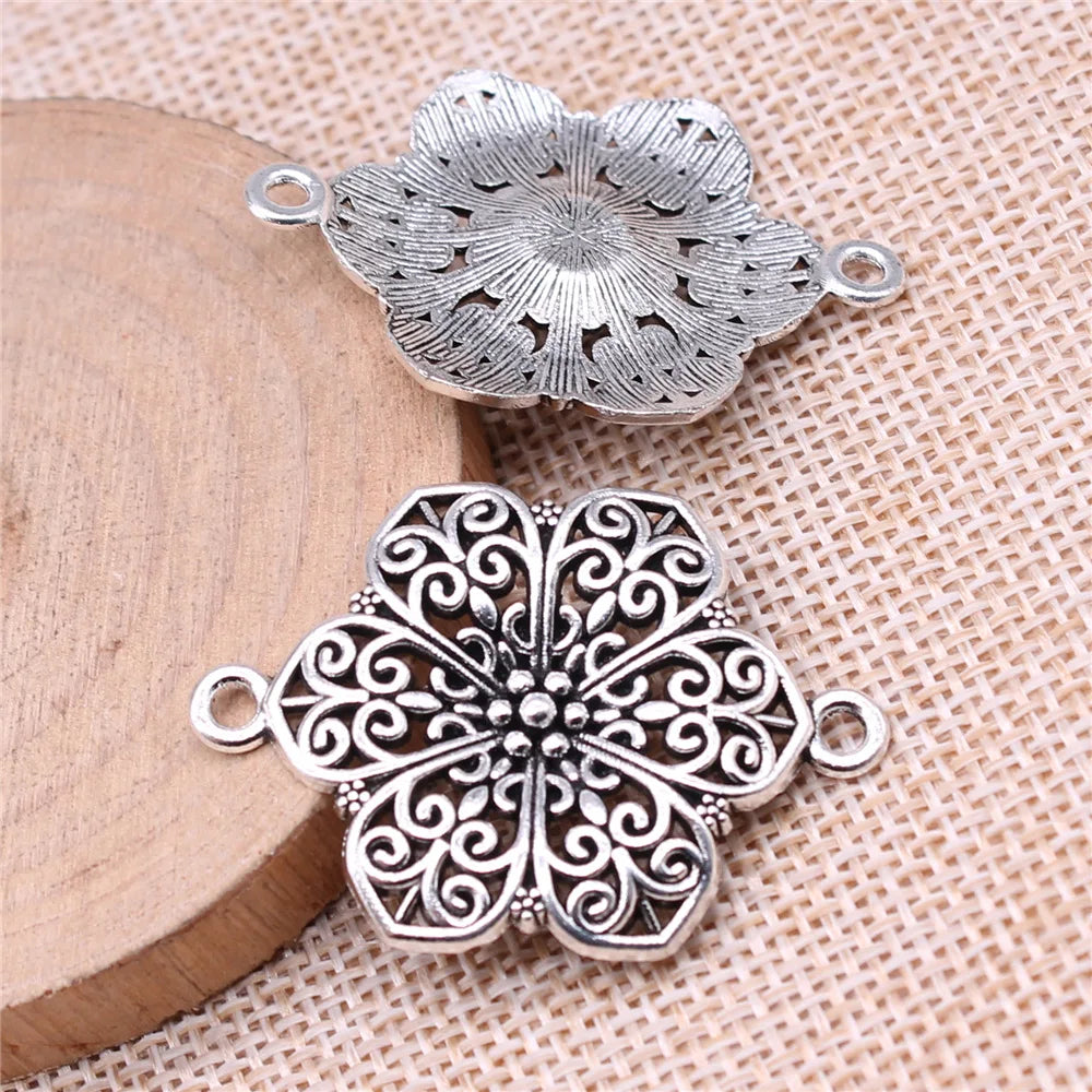 40x28mm 3.5g Multicolor Zinc Alloy Flower Connector Charm for DIY Earrings Bracelet Jewelry Making