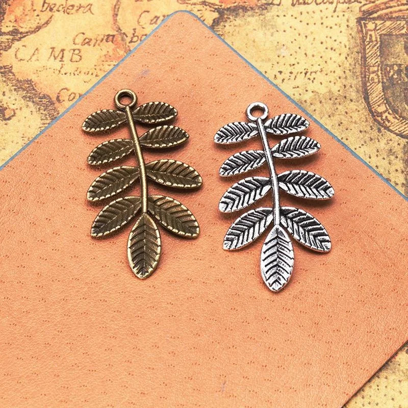 38x21MM Zinc Alloy Leaf Charm Pendant for DIY Necklace Bracelet Jewelry Making