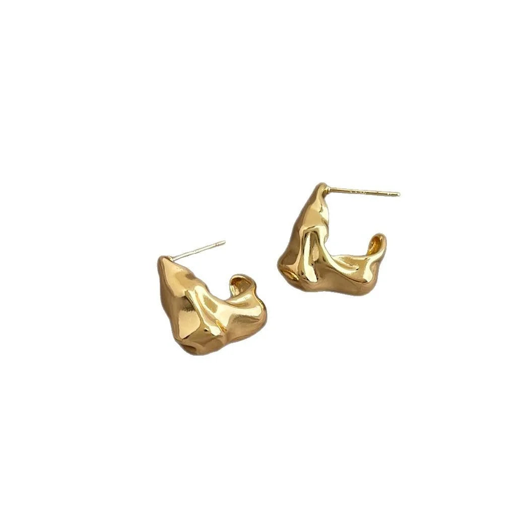Fashion Irregular Geometric 14K Plated Copper Stud Earrings For Women