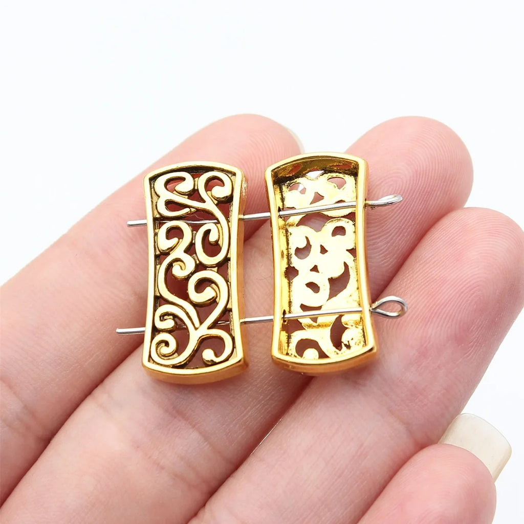 25x12mm 2.5g Zinc Alloy Ethnic Pattern Two Hole Bead Connector Charm for DIY Bracelet Making