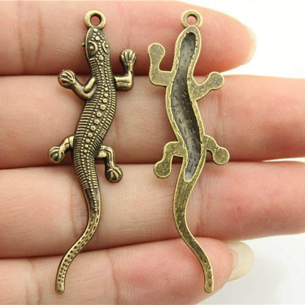 56x15mm 2.8g Multicolor Zinc Alloy Gecko Charm Pendant for Animal Theme DIY Jewelry Making