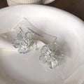 Handmade Glass Liuli Flower Stud Earrings Silver Plated Pin Fairy Forest Style