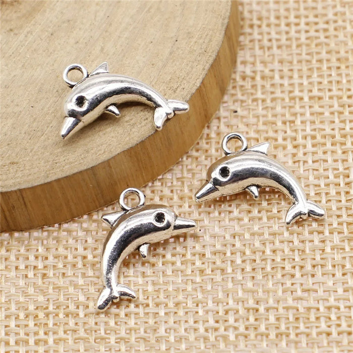 18x11mm 1.6g Multicolor Zinc Alloy Dolphin Charm Pendant for Ocean Theme Jewelry Making