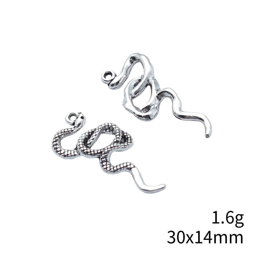 30x14mm 1.6g Antique Silver Zinc Alloy Snake Charm Pendant for DIY Necklace Bracelet Jewelry