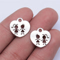 15x15mm 1.1g Antique Silver Zinc Alloy Heart Boy Girl Charm Pendant for DIY Bracelet Jewelry Making