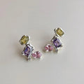 Irregular Geometric Zircon Copper Drop Earrings For Women Luxury Artistic Statement Style