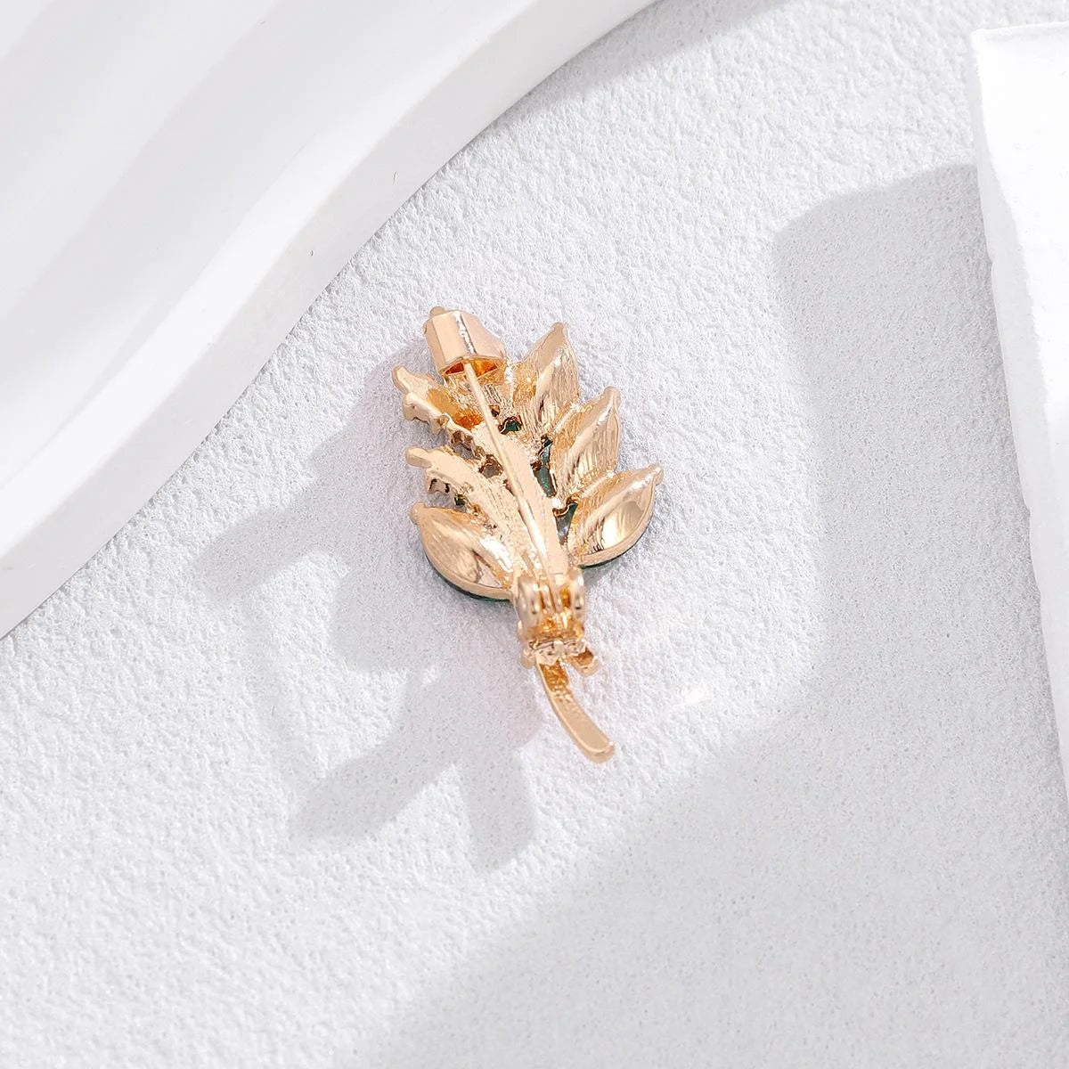 Elegant Blue Rhinestone Olive Branch Alloy Brooch, Sparkling Leaf Lapel Pin Corsage Suit Accessory Gift