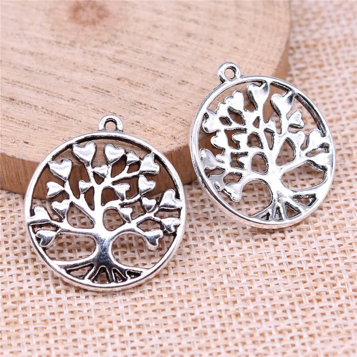 27x25mm 3.06g Antique Silver Zinc Alloy Heart Tree Charm Pendant for DIY Necklace Jewelry Making
