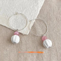 Handmade Designer Ceramic White Lotus Drop Earrings New Chinese Sweet Geometric Round Jewelry