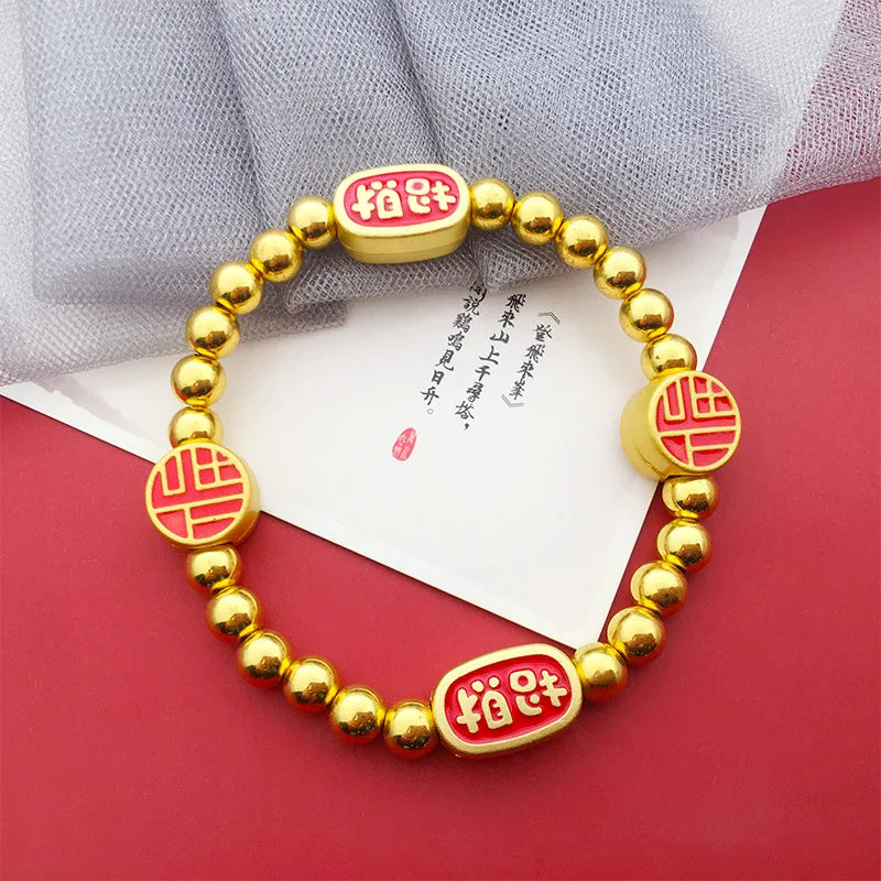 Ancient Gold Zinc Alloy Prosperity Fortune Large Hole Beads for Bracelet DIY