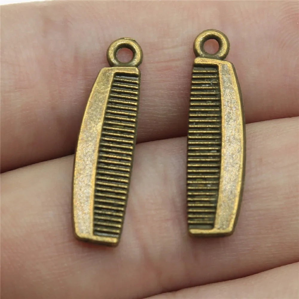 16x7mm 1.3g Multicolor Zinc Alloy Comb Charm Pendant for DIY Hair Salon Theme Jewelry Making